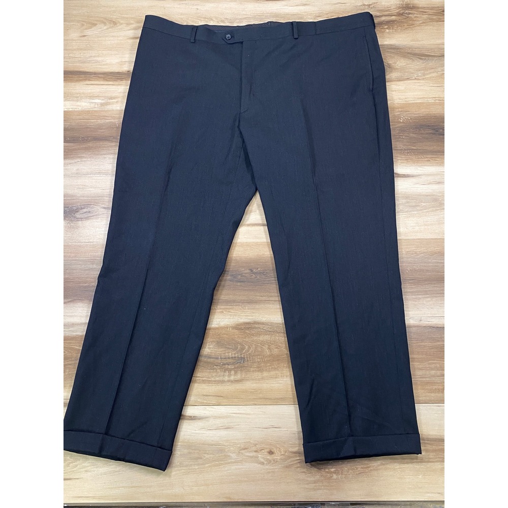 Pronto Uomo Dress Pants Mens 46 Classic 100% Wool Flat Front Charcoal Gray